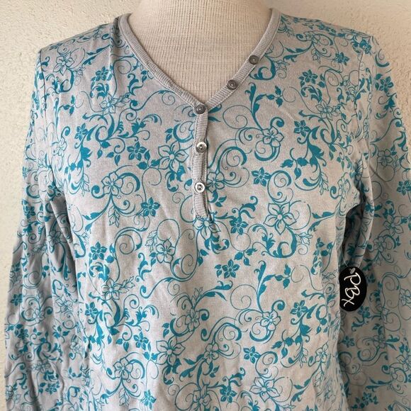 NWT PBX Basics Long Sleeve Half Button Down Top Size L - Picture 2 of 7